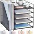 Desk Organizers and Accessories, 5-Tier Paper Letter Tray Organizer with File Holder, Desktop Organizer for Office Supplies, Office Desk Accessories & Workspace (Black)